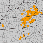 R. cumberlandense distribution map